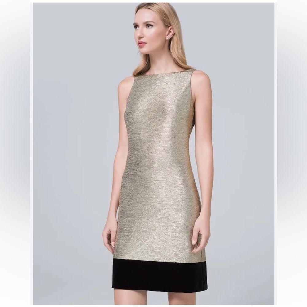 WHBM Metallic & Velvet Mini Shift Dress - Picture 3 of 13